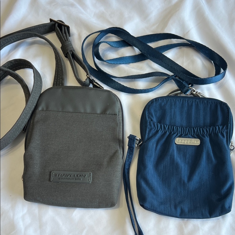 Gray and Blue Crossbody Bags